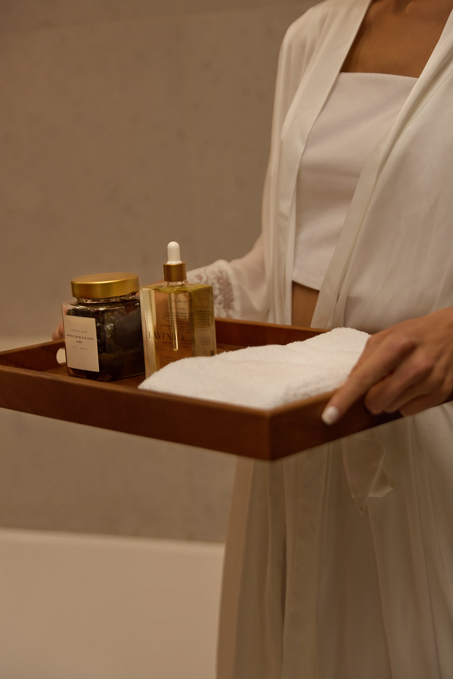 The Body Care Collection—Lavender Body Oil, Moroccan Black Soap, and Bath Salts