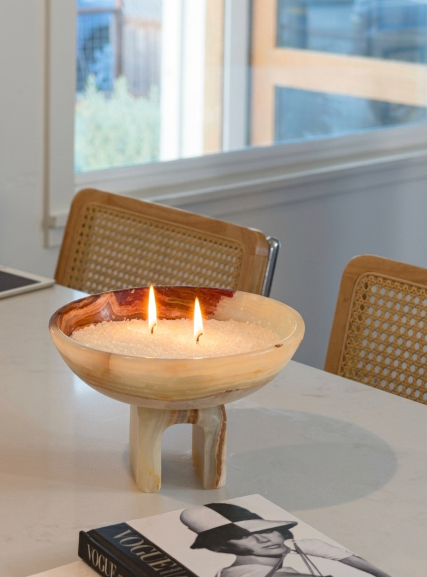 Onyx Heirloom Raised Arched Bowl on a dining table
