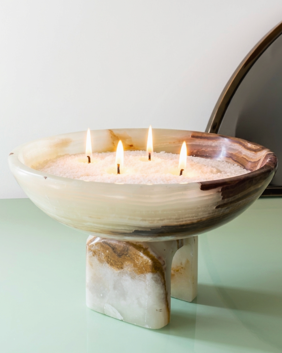 Onyx Heirloom Raised Arched Bowl refillable candle